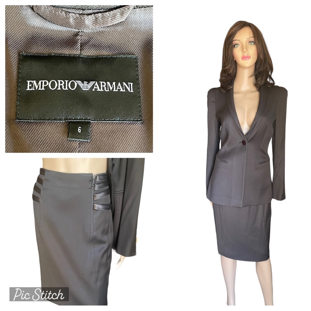 Emporio Armani Brawn Suit Jacket/Skirt Size 6/8